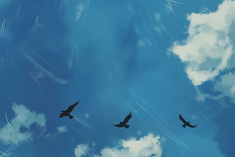 Blue Sky and 3 birds